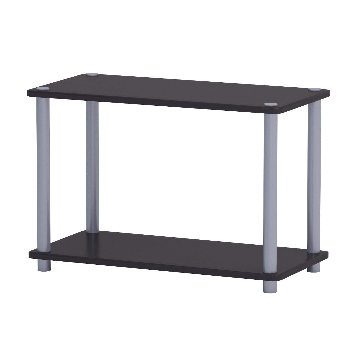 Furinno Turn-N-Tube 2-Tier Shelves/End Tables Set, 2-Pack, Black/Grey