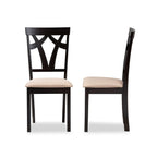 Baxton Studio Sylvia Contemporary Fabric Dining Chair, Sand and Espresso Brown, 2/Set (149-2PC-8961-HT)