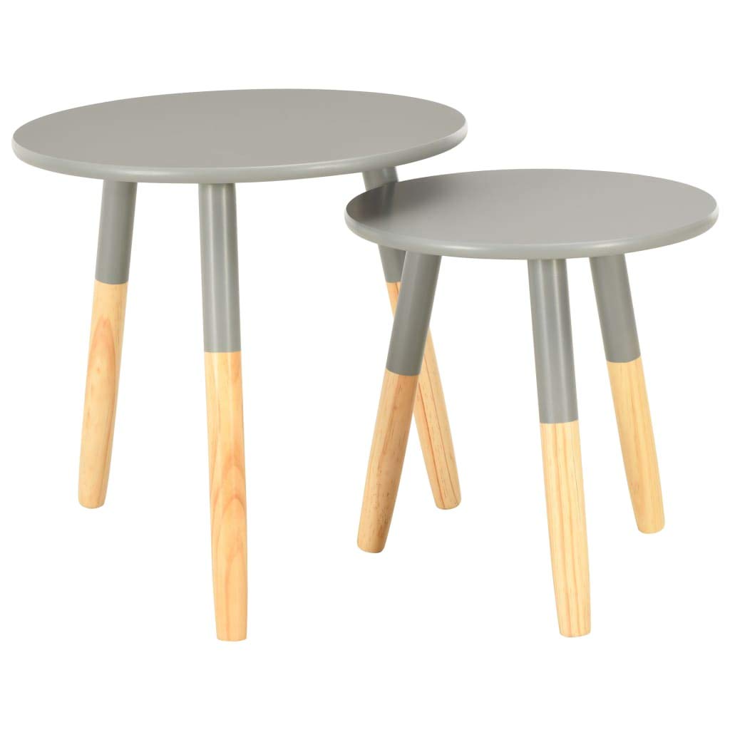 Vidaxl Side Tables 2 Pcs Gray Solid Pinewood