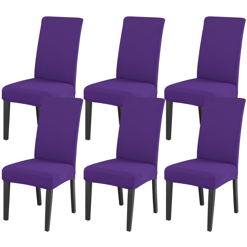 Jqinhome Dining Chair Slipcover, High Stretch Removable Washable Chair Seat Protector Cover Set Of 6,Chair Covers For Dining Room, Kitchen,Home Party,Wedding Ceremony(Purple, 6Pc)