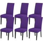 Jqinhome Dining Chair Slipcover, High Stretch Removable Washable Chair Seat Protector Cover Set Of 6,Chair Covers For Dining Room, Kitchen,Home Party,Wedding Ceremony(Purple, 6Pc)