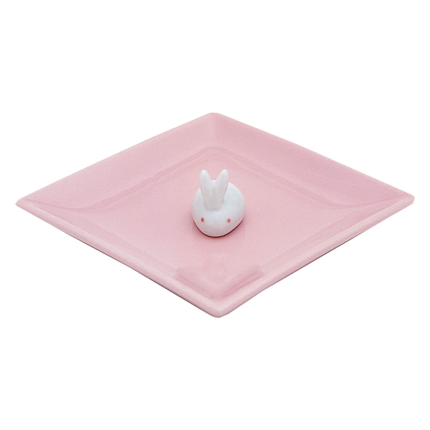 Pottery Incense Plate & Rabbit of Incense Sticks (Pink)