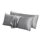 Aormenzy Satin Body Pillow Cover Set of 2, 20x54 Inches Silver Grey Body Pillow Case for Adults, Silky Soft & Cooling Body Pillo