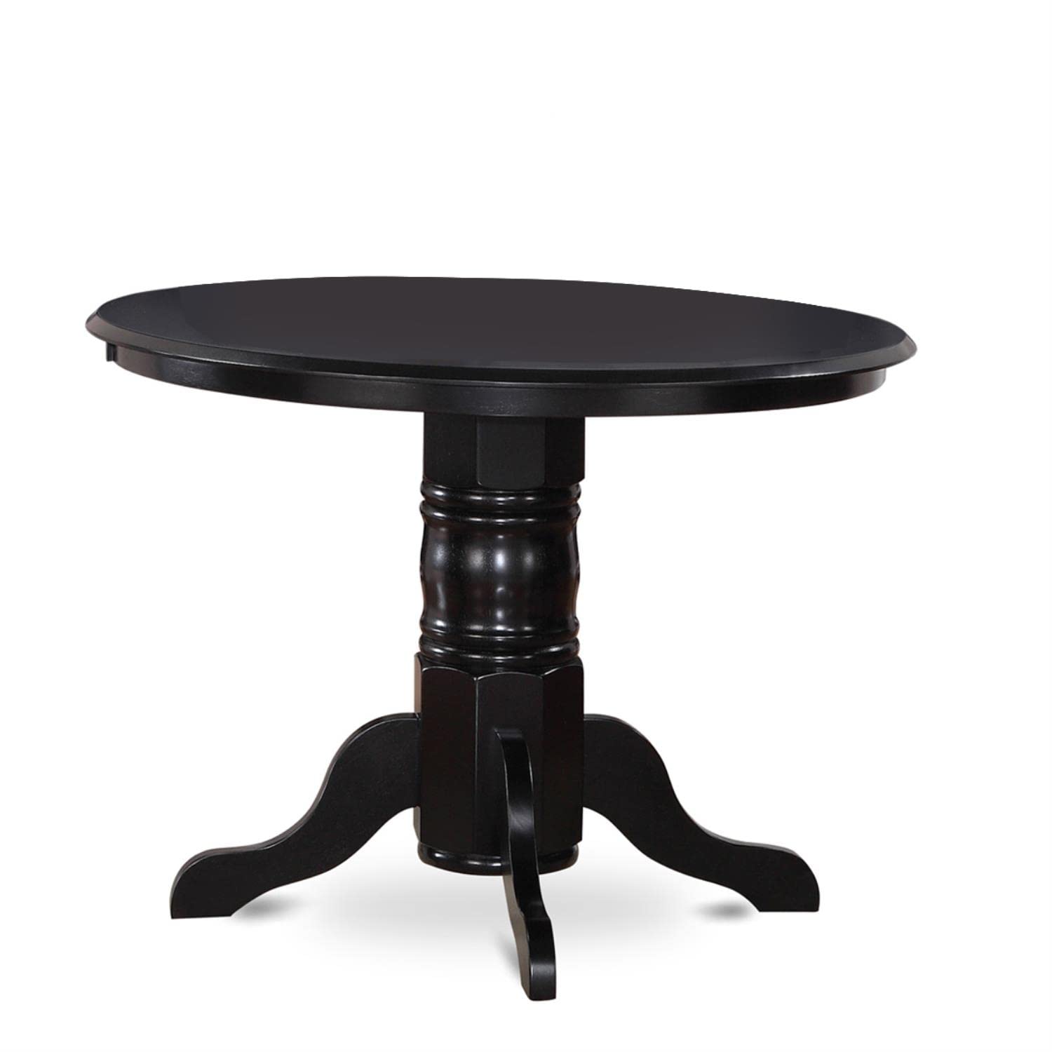 East West Furniture SHAN5-BLK-LC 5 Piece Kitchen Table & Chairs Set Includes a Round Dining Room Table with Pedestal and 4 Faux Leather Upholstered Dining Chairs, 42x42 Inch, Black