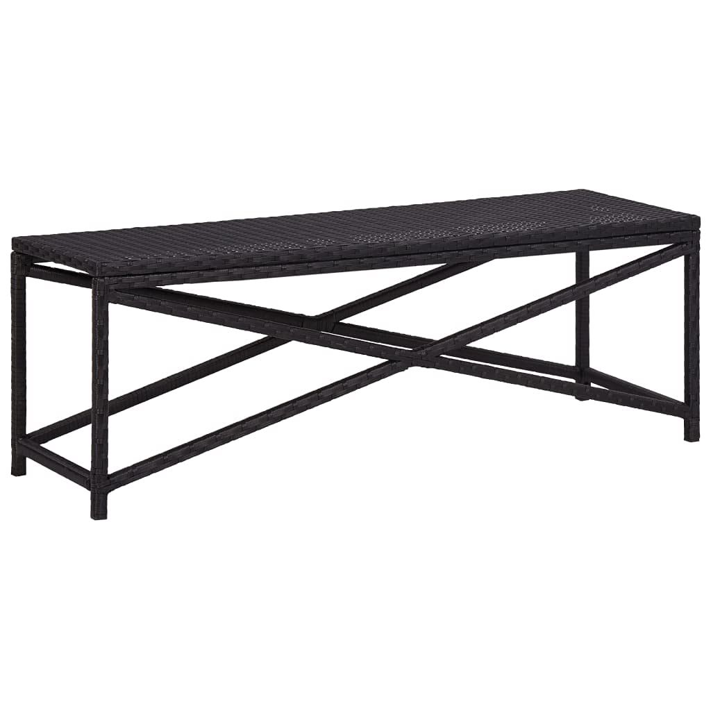 Patio Bench 47.2" Poly Rattan Black