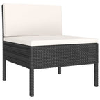 vidaXL 8 Piece Patio Lounge Set in Black & Cream White - Outdoor Poly Rattan Furniture Set with Weather-Resistant Powder-Coated Steel Frame & Thick Cushions