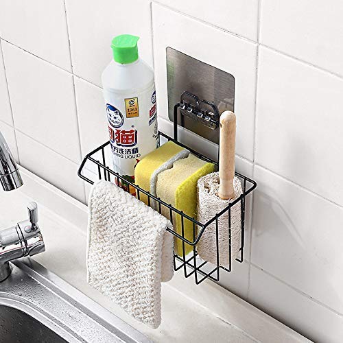 Kienlix Wall Mounted Hanging Storage Holder Bathroom Shower Caddy Basket Shelf for Bathroom Sink Sponge Holder, Toothbrush Holde