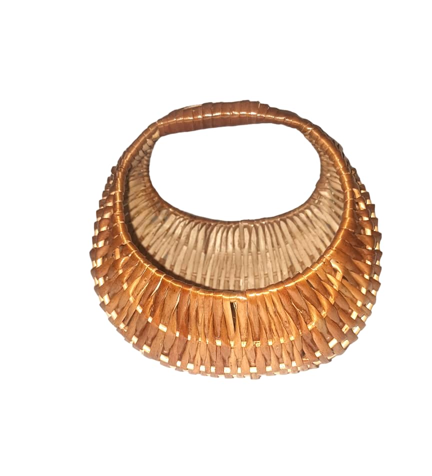 Aleena Creation Moon/Chand Shape Multipurpose Cane Wicker Baskets Uses Festival Gifts Hamper, Storage Baskets, Chocolate/Flower/