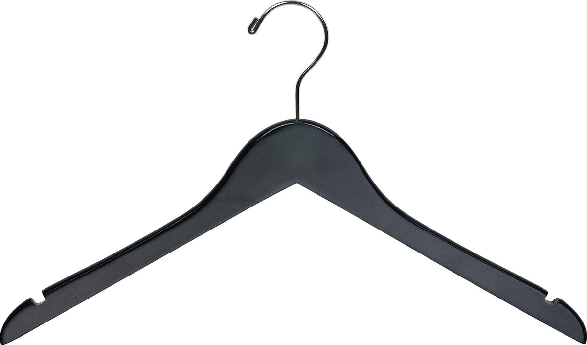 The Great American Hanger Company The American Company Wood, Box of 25 Space Saving 17 Inch Flat w/Chrome Swivel Hook & Notches 