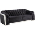 Acme Pyroden Sofa in Black Velvet & Chrome Finish