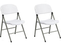 HERCULES Series White Plastic Folding Chairs | Set of 2 Lightweight Folding Chairs with Gray Frame