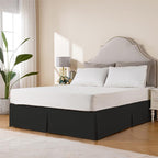 Miye Pleated Waffle Weave Bed Skirt, Tailored Dust Ruffle 12 Inch Drop Easy Fit, Machine Washable (Black, Queen - 12'' Drop)