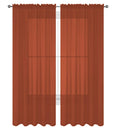 Decotex 2 Piece Solid Elegant Sheer Curtains Fully Stitched Panels Window Treatment Drape (54'' X 36'', Brick)