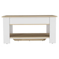 Saturn Storage Table, 4 Legs, Lower Shelf, Light Oak/White
