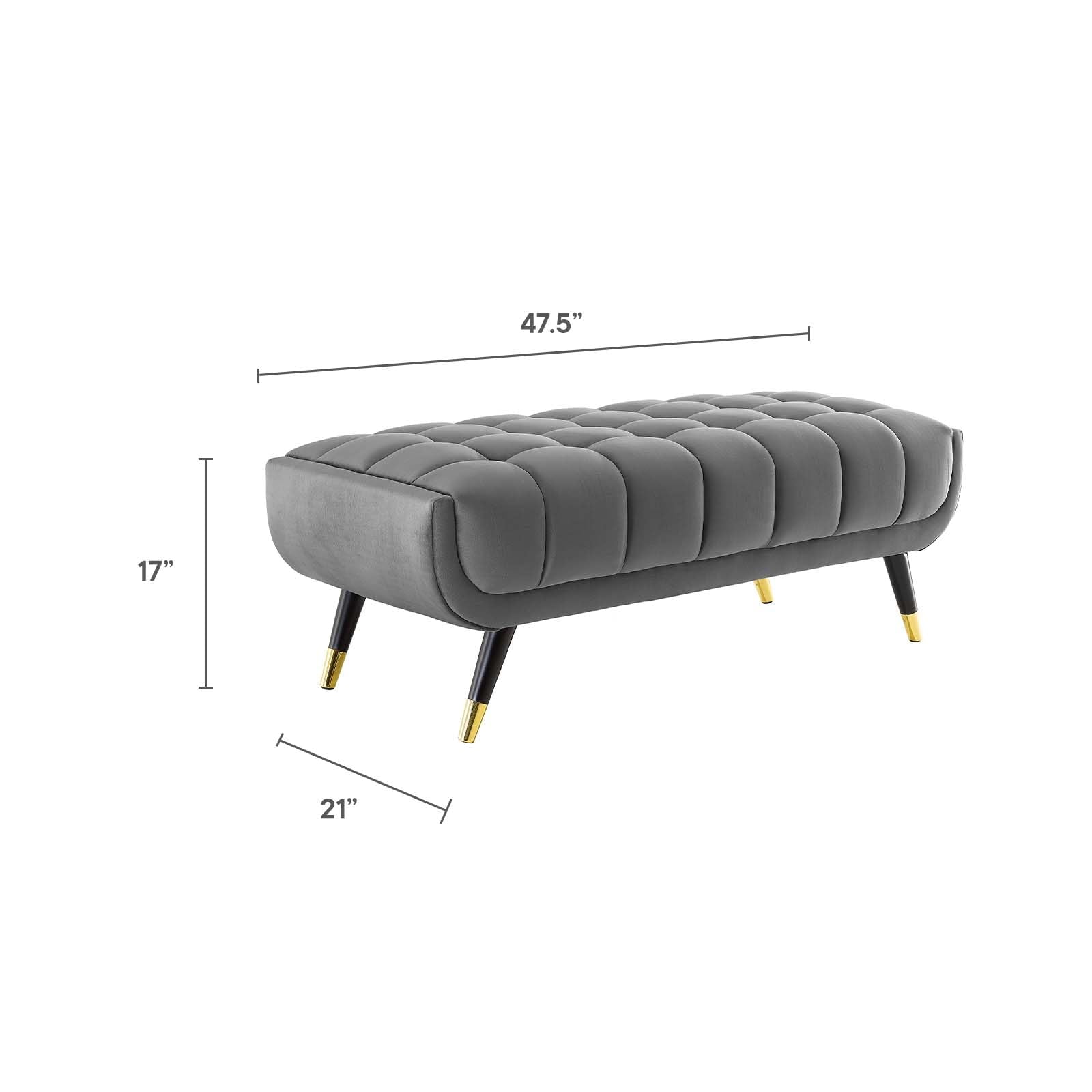 Modway Adept 47.5" Performance Velvet Bench In Gray