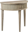 Martha Stewart Crestview Hall Console Table for Entryway with Storage, Solid Rubber Wood Frame, Vintage Demilune Shape, Bronze K