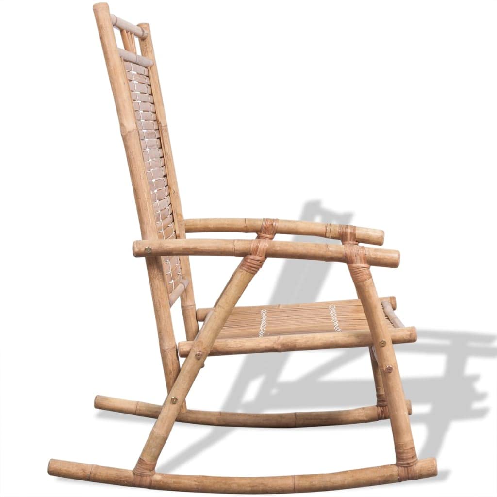 vidaXL Bohemian Style Rocking Chair - Indoor and Outdoor Use - Solid and Comfortable Bamboo Construction - Brown