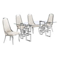 Best Quality Furniture D221-4Sc310 Dining Set, Cream/Silver Chrome