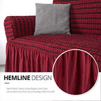 Niceec Armchair Slipcover Red Armchair Covers 1 Piece Easy Fitted Sofa Couch Cover Universal High Stretchable Durable Furniture Protector With Skirt Country Style (1 Seater Double Red)