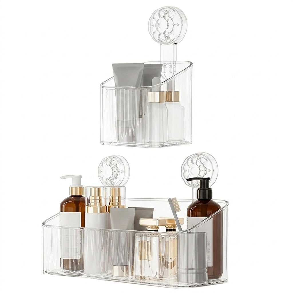 HASTHIP Suction Shelf for Bathroom, White Removable Organizer Without Drill
