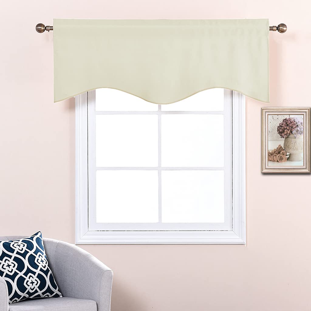 Nicetown Curtain Valances For Kitchen - Thermal Insulated Farmhouse Window Valances Rod Pocket Small Curtain Tiers For Basement/