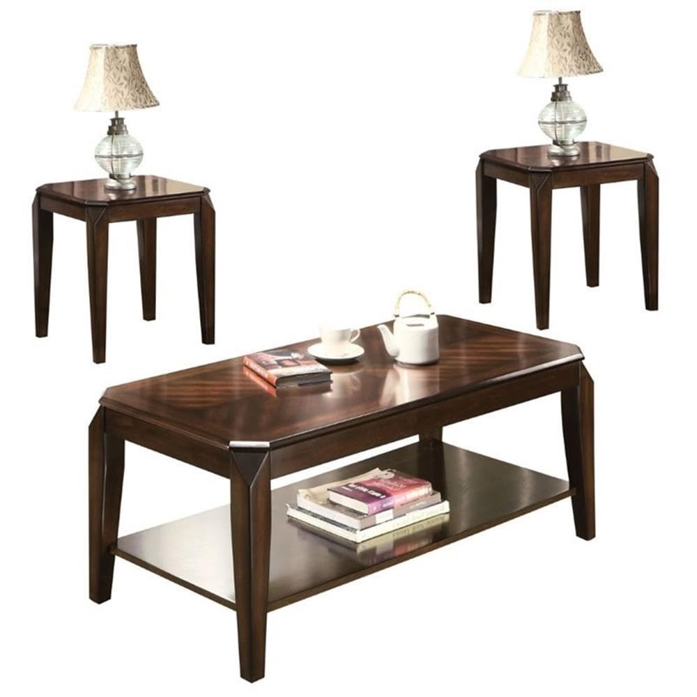 Acme Docila 3 Piece Wooden Coffee Table Set in Walnut