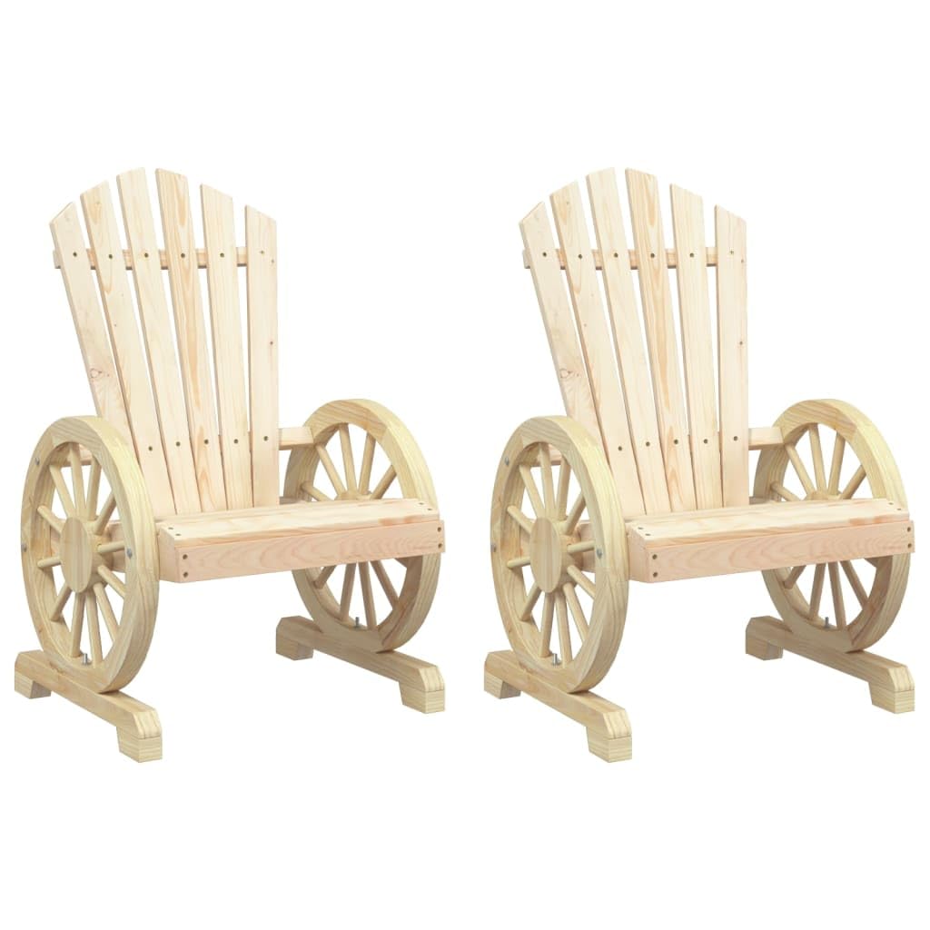 vidaXL Adirondack Patio Chairs Set of 2 - Brown, Solid Fir Wood, Ergonomic Outdoor Seating for Garden, Deck, Poolside - 39" H x 24.8" W, 242.5 lb Capacity
