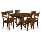 East West Furniture KELY7-ESP-W 7 Piece Dining Table Set Consist of an Oval Dining Room Table with Butterfly Leaf and 6 Wooden Seat Chairs, 42x60 Inch, Espresso