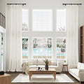 Guken Natural Linen Curtains 132 Inch Length For Living Room Bedroom 2 Panels Set Rod Pocket Light Filtering Semi Sheer Window C