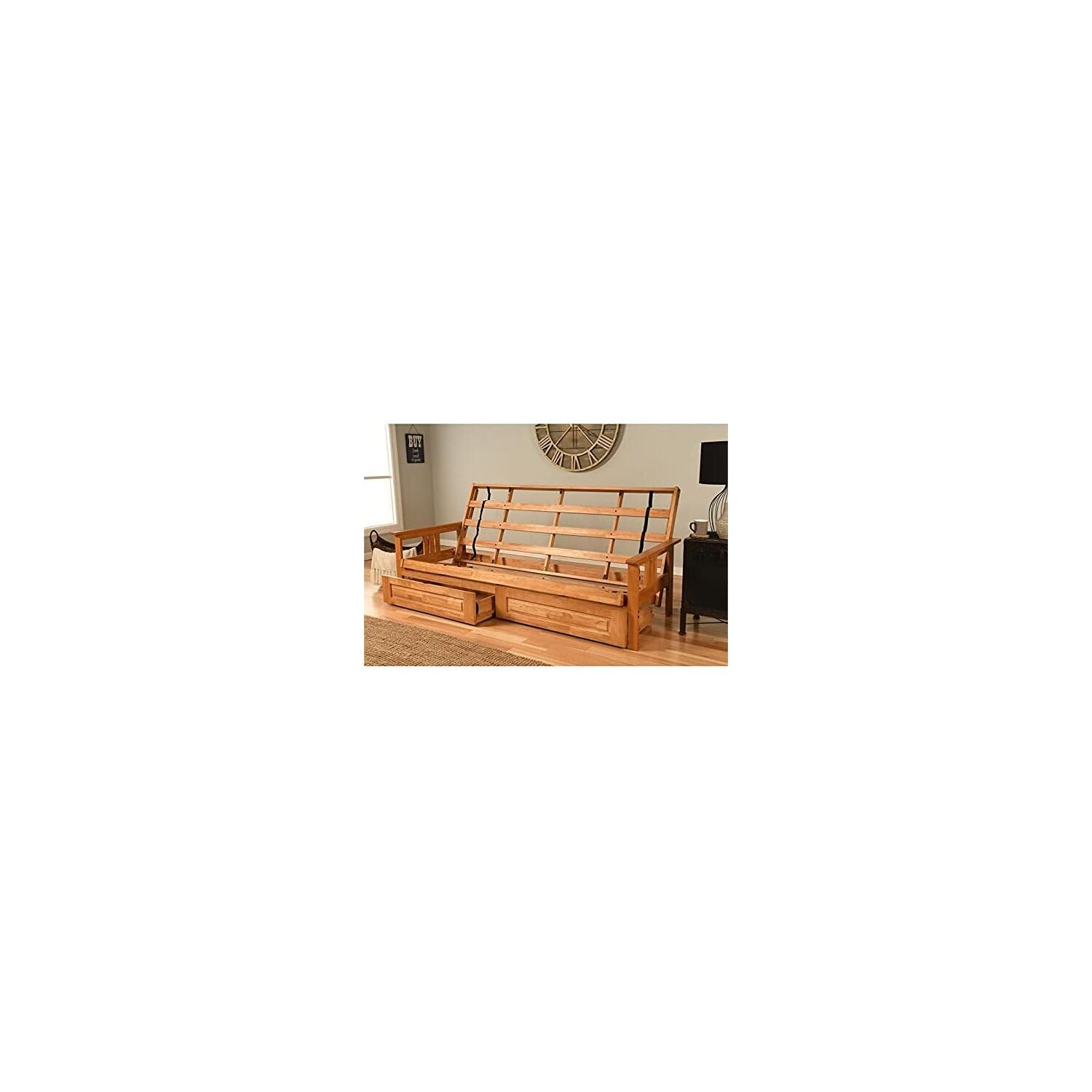 Kodiak Furniture Monterey Queen Butternut Wood Storage Futon-Cocoa Mattress