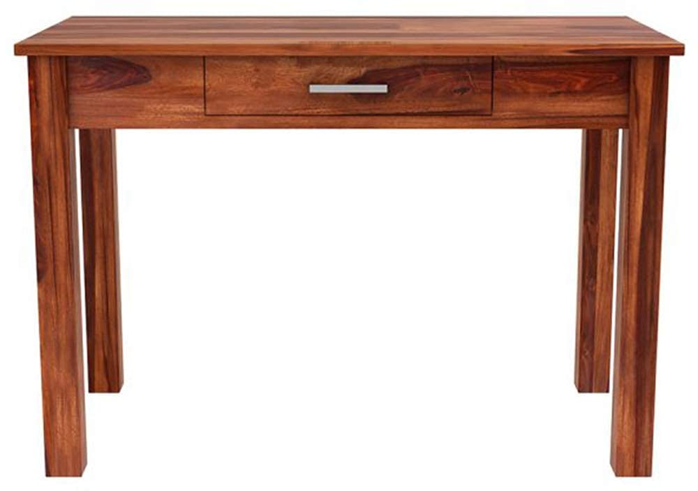 Indigo Interiors Solid Sheesham Wood Study Table For Home & Office Living Room | Table With A Drawer For Workstations (Natural H