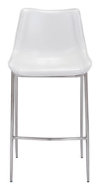 Magnus Bar Chair (Set of 2) White & Silver