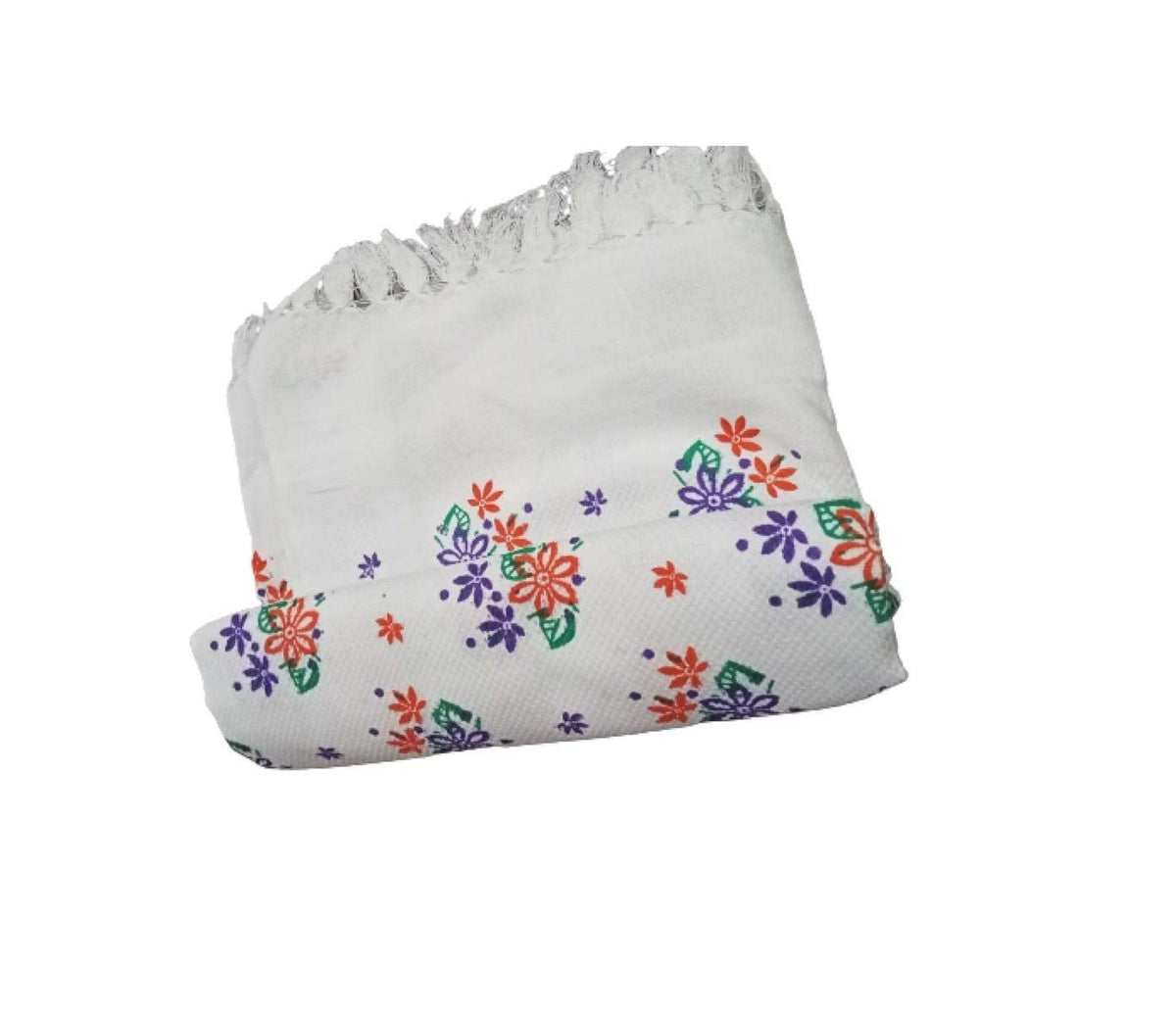 Planet Home Floral Cotton Soft Bath Towel Single Piece, 450 GSM  Men and Women Bath Towel (White, 30 * 60 Pack of 1)