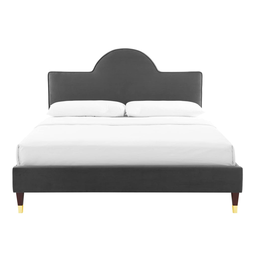 Modway Aurora Performance Velvet King Bed, Charcoal