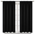 Bgment Rod Pocket Blackout Curtains 48 Inches Length For Bedroom - Thermal Insulated Short Room Darkening Curtain Window Drapes, 42 X 48 Inch, 2 Panels, Black
