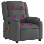 vidaXL Massage Recliner Chair for Living Room, Adjustable Recliner with 6-Point Vibration Massage, Home Theater Seating with Padded Seat Backrest & Side Pocket, Dark Grey Fabric