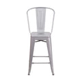 4 Pk. 24 High Silver Metal Indoor-Outdoor Counter Height Stool with Back