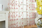 Kolachic Rod Pocket Top Rose Floral Sheer Voile Curtain, Pink Flower Tulle Transparent Window Treatment For Living Room Bedroom