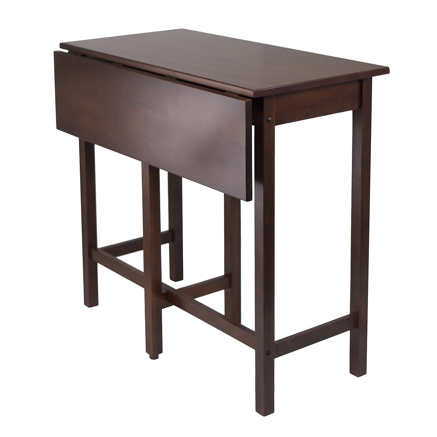 Winsome Lynnwood 35.43 x 39.39 x 30-Inch Wood Rectangular Drop Leaf High Table, Antique Walnut (94149)