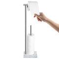 Toilet Paper Holder Stand with Weighted Natural Marble Base, Bathroom Free Standing Toilet Paper Roll Holder with Reserve, Stand