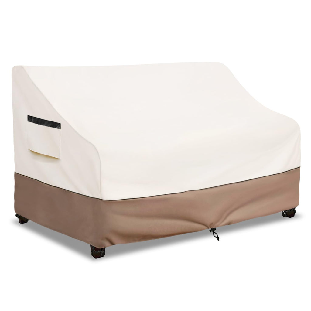 Solotoo Patio Furniture Covers Waterproof 3-Seater Sofa Cover,85 Inshes Outdoor Couch Cover,Patio Loveseat Cover (Beige)