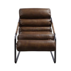Acme Dolgren Leather Upholstered Accent Chair in Sahara and Matt Iron