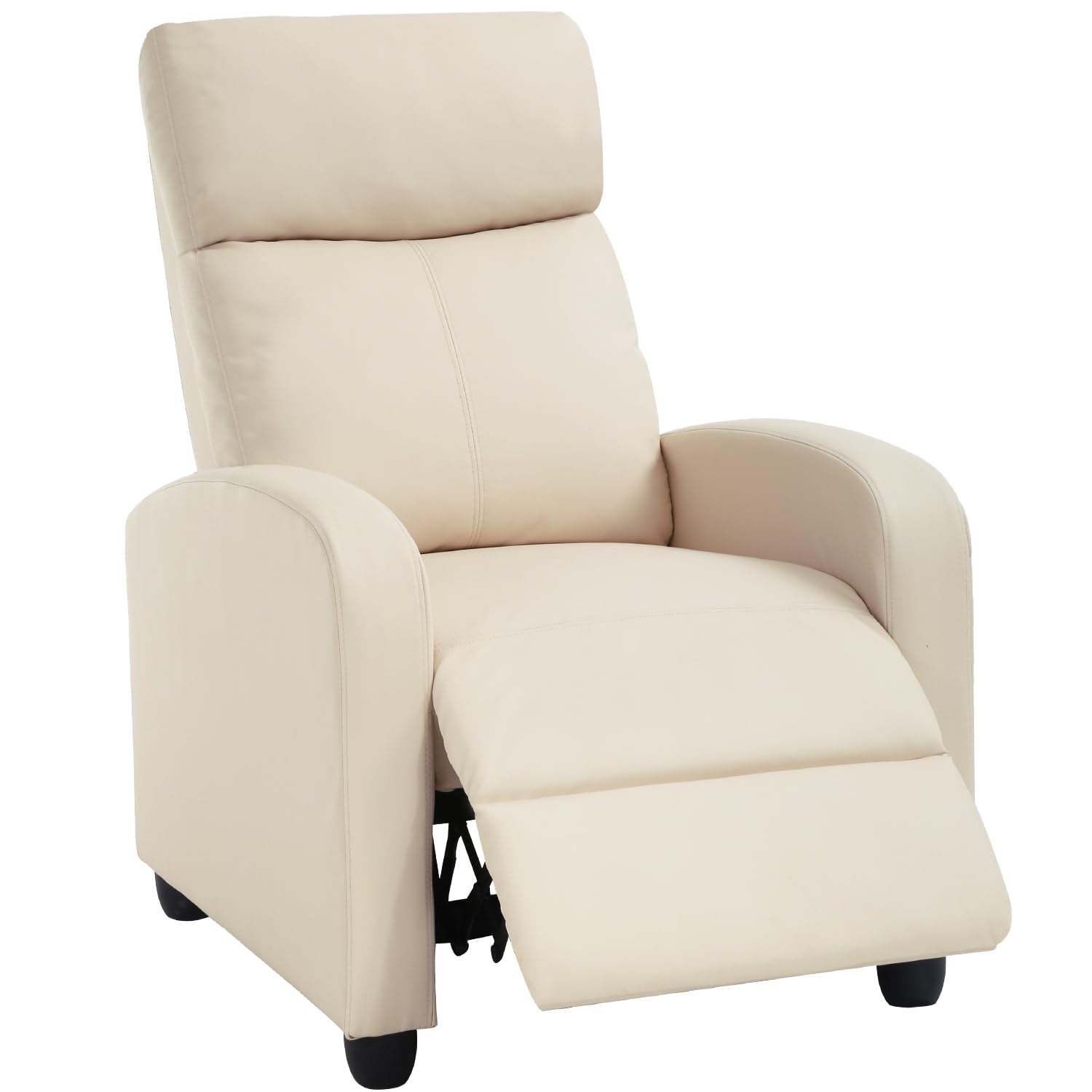 BestMassage | Recliner Chair | No Massage Function | Pu Beige | with Lumbar Support, Adjustable Push Back, Wide Armrests, Footre