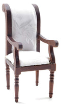 Classics by Handley Dollhouse Miniature Armchair Walnut with White Fabric