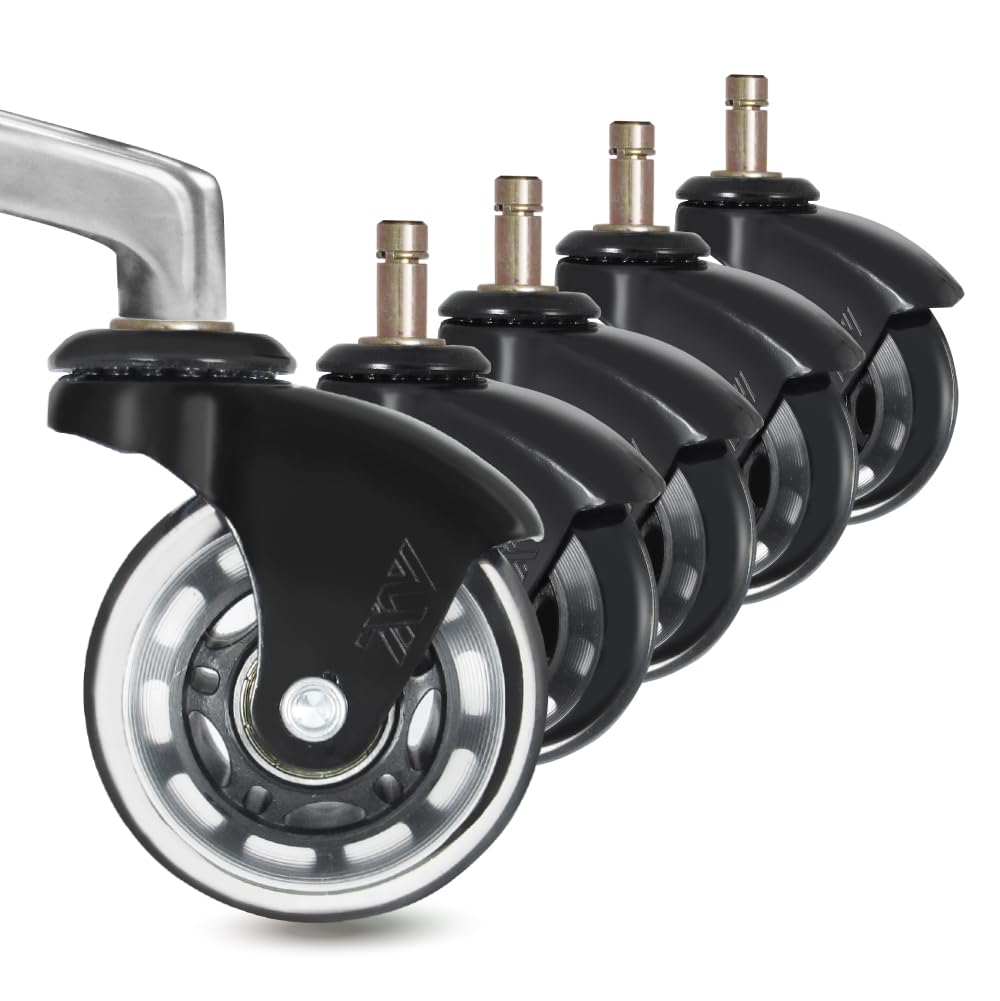 Ikea Office Chair Wheels Replacement For Hardwood Floor And Carpet, 10Mm Stem Size, 2.5' Roller Blade Style, Replacement Rubber