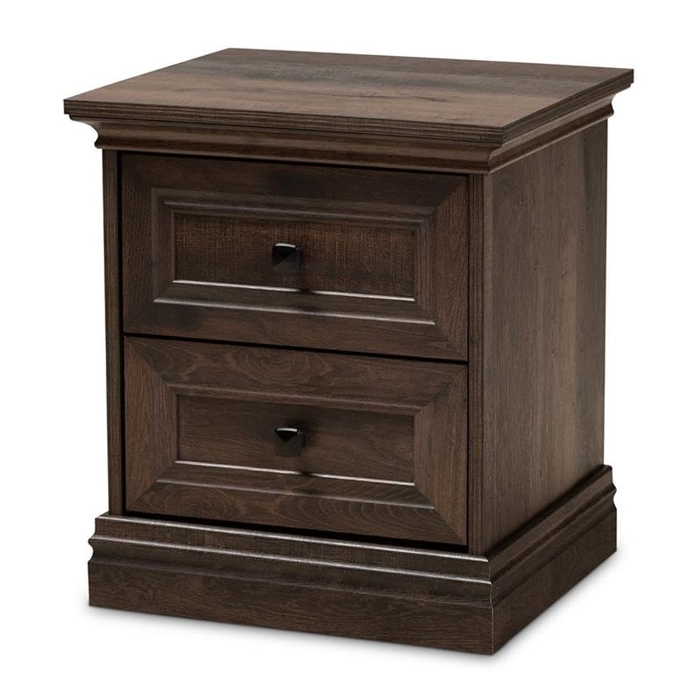 Baxton Studio Nolan Traditional Transitional Hazel Walnut Brown Finished 2Drawer Wood Nightstand