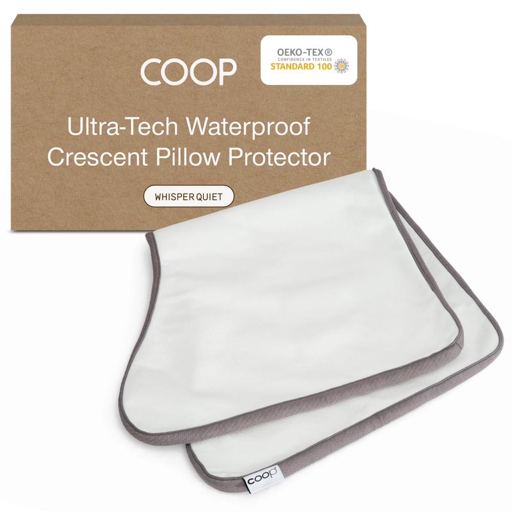 Coop Home Goods Ultra-Tech Waterproof Crescent Pillow Protector - Zippered Covers for Crescent Pillows, King Size, Oeko-Tex Cert