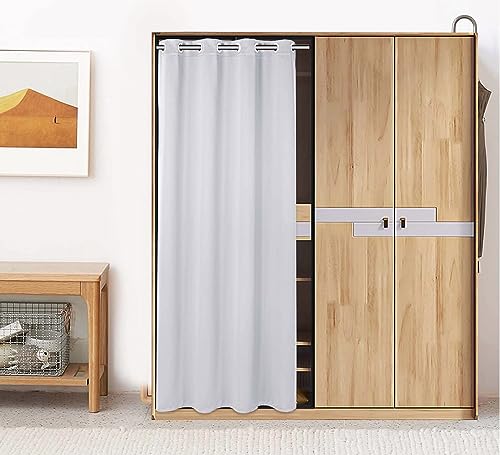 Pi Blackout Closet Curtains,Grommet Pricacy Dustprood Closet Door Curtain,Divider Curtain For Bedroom Room/Storage/Interior Room(White, W42Xl80)