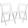 2 Pack HERCULES Series 1000 lb. Capacity White Resin Folding Chair with Slatted Seat