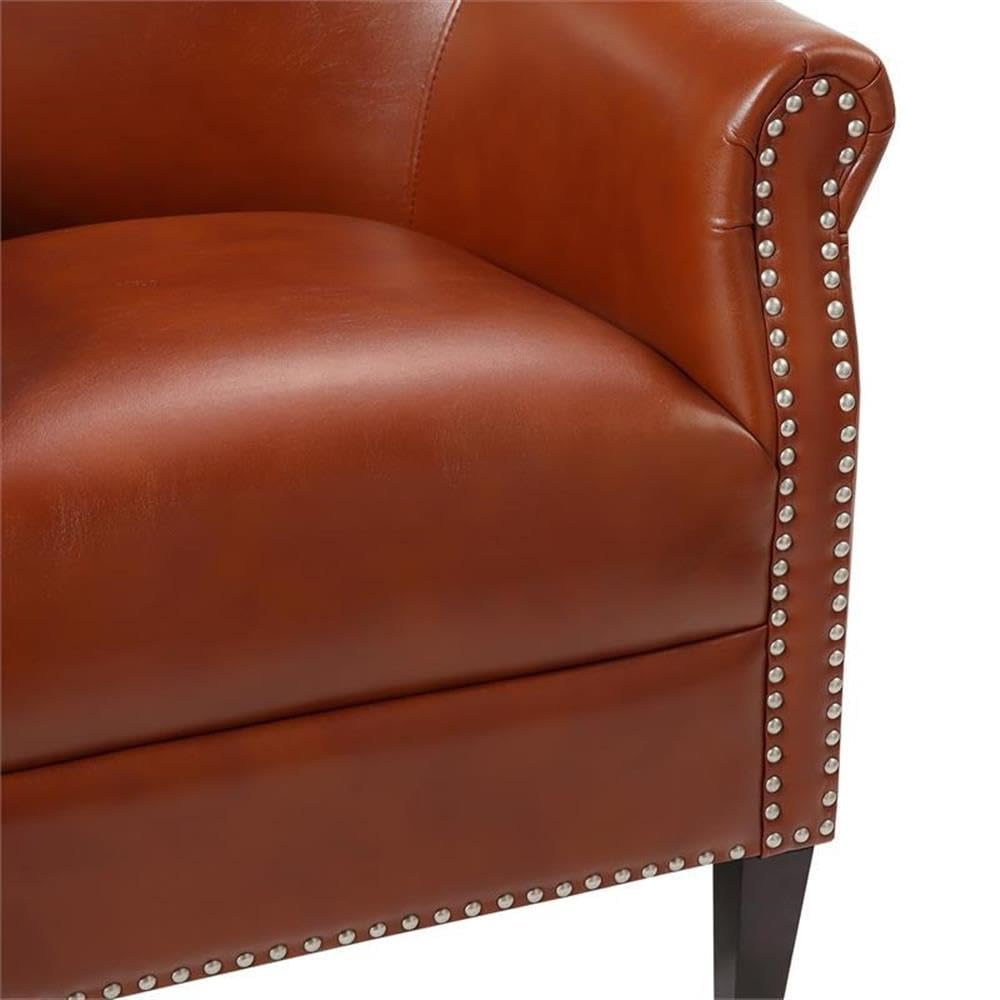 Comfort Pointe Holly Caramel Faux Leather Club Chair With Nail Head Trim